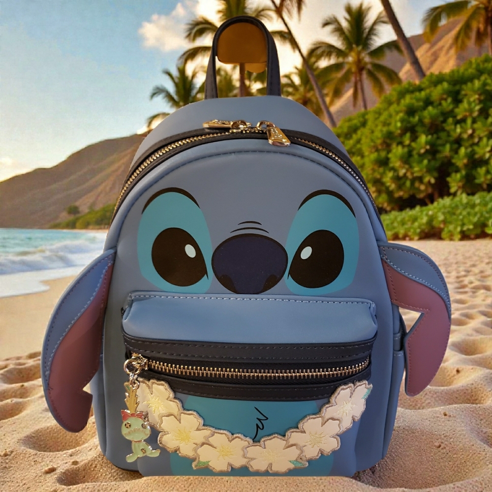 NWT! Loungefly X Disney Lilo & Stitch Mini Backpack with Lei Scrump Charm